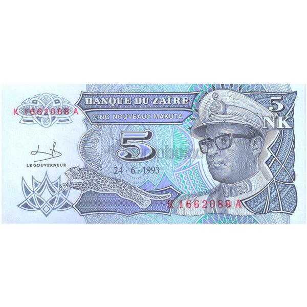 ZAIRE 5 ZAIRE 1993 P-48 UNC