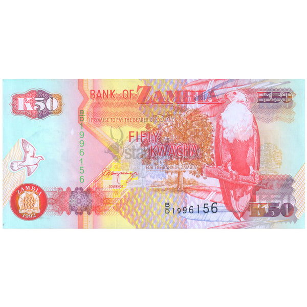 ZAMBIA 50 KWACHA 1992 P-37a UNC