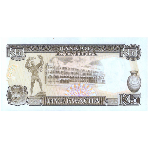 ZAMBIA 5 KWACHA 1989 P-30 UNC