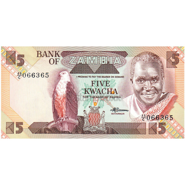 ZAMBIA 5 KWACHA 1980-88 P-25d UNC