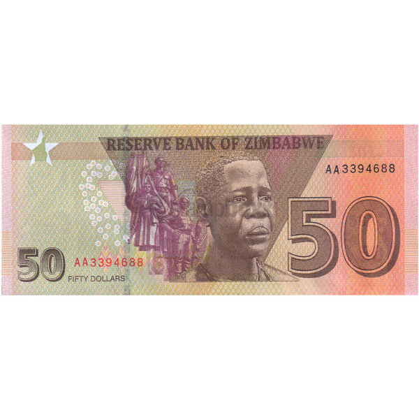 ZIMBABWE 50 DOLLARS 2020 P-105 UNC