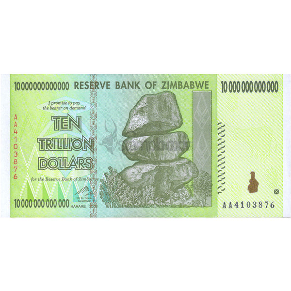 ZIMBABWE 10,000,000,000,000 (10 TRILLION) DOLLARS 2008 P-88 UNC