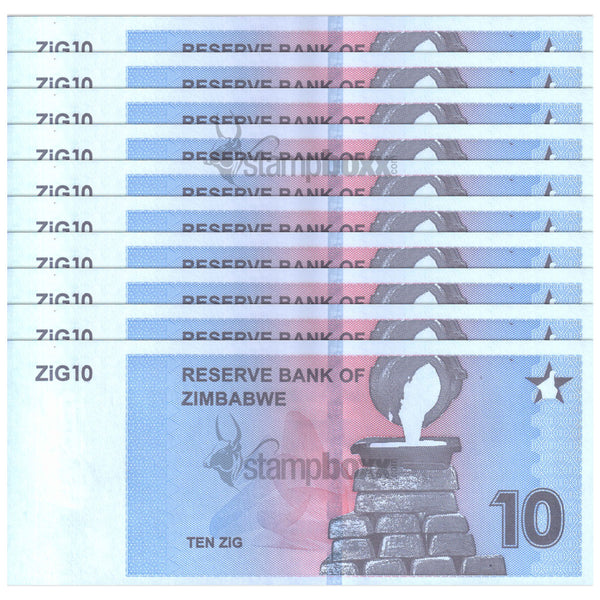ZIMBABWE 10 ZIG DOLLARS 2024 P-110 x 10Pcs