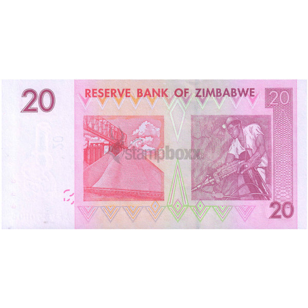 ZIMBABWE 20 DOLLARS 2007 P-68 UNC