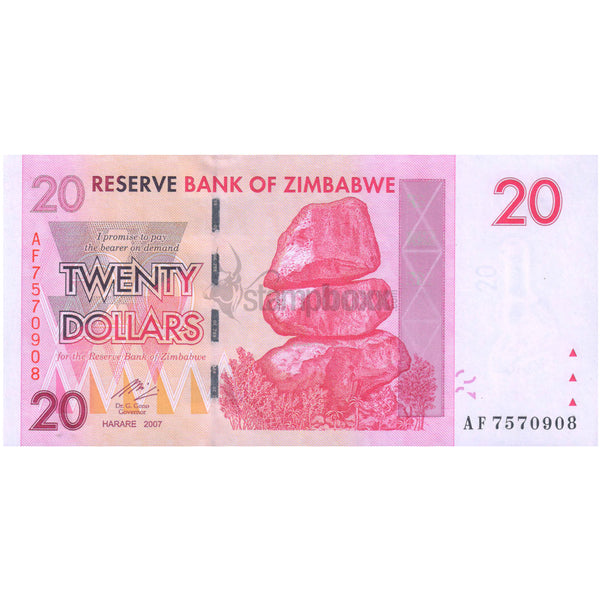 ZIMBABWE 20 DOLLARS 2007 P-68 UNC