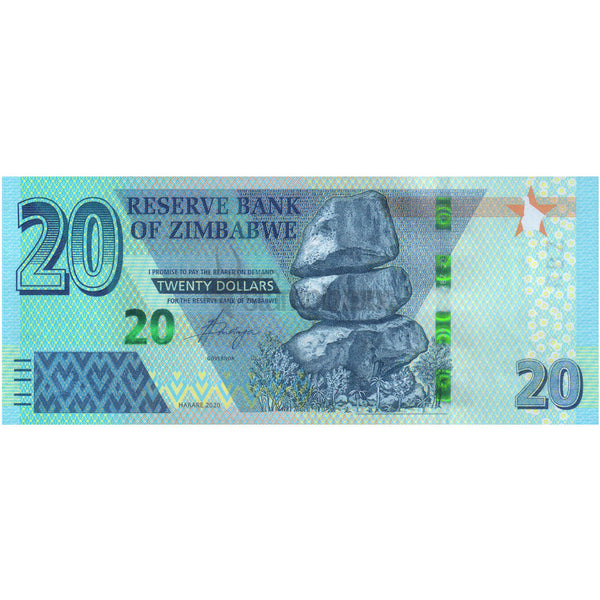 ZIMBABWE 20 DOLLARS 2020 P-104 UNC