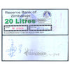 ZIMBABWE 20 LITERS -TYPE2 - UTILIZED / aUNC