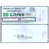 ZIMBABWE 20 LITERS -TYPE2 - UTILIZED / aUNC