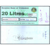 ZIMBABWE 20 LITERS -TYPE1 - UTILIZED / aUNC