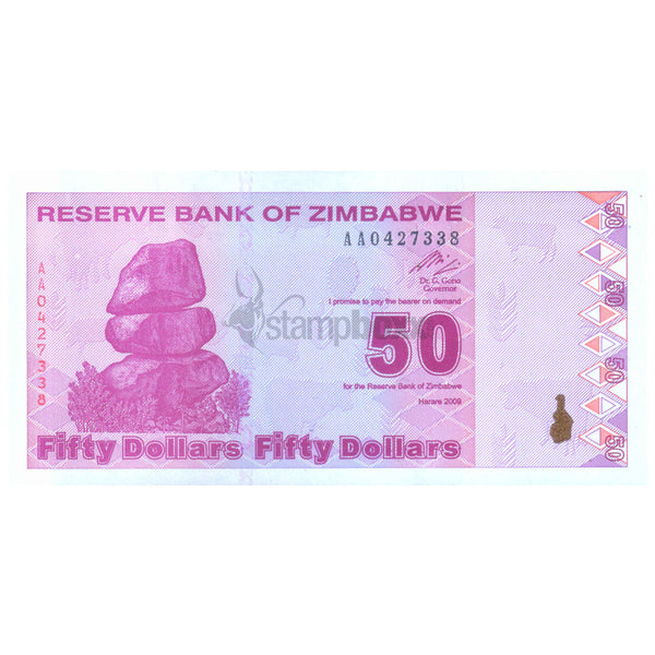 ZIMBABWE 50 DOLLARS 2009 P-96 UNC