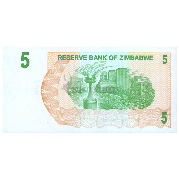 ZIMBABWE 5 DOLLARS 2006 P-38 UNC