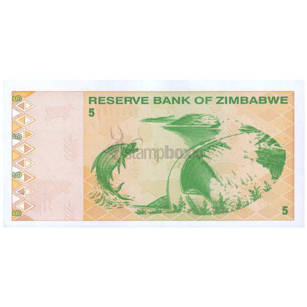 ZIMBABWE 5 DOLLARS 2009 P-93 UNC