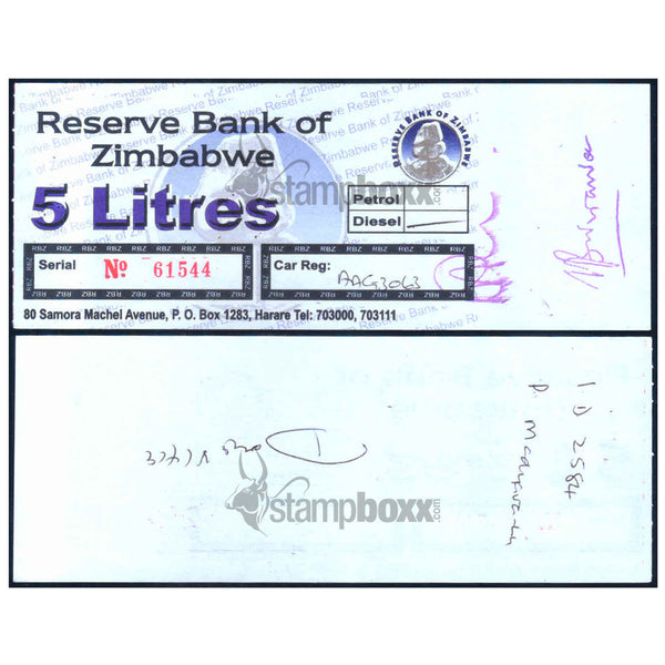 ZIMBABWE 5 LITERS - UTILIZED / aUNC