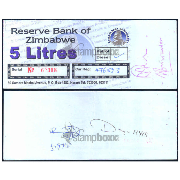 ZIMBABWE 5 LITERS - UTILIZED / aUNC