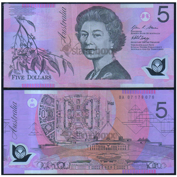 AUSTRALIA 5 DOLLARS 2007 P-57e USED GRADE POLYMER SERIAL 9076
