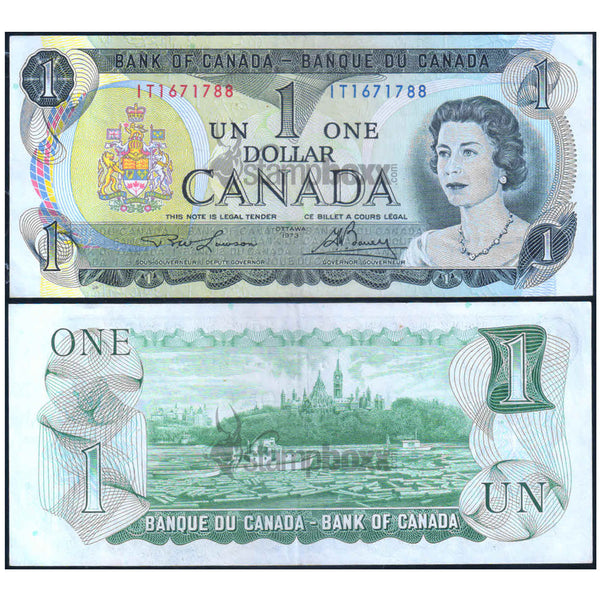 CANADA 1 DOLLAR 1973 P-85a(1) USED SERIAL 7446