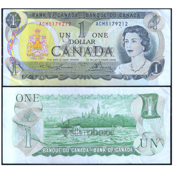 CANADA 1 DOLLAR 1973 P-85a(1) USED SERIAL 7446