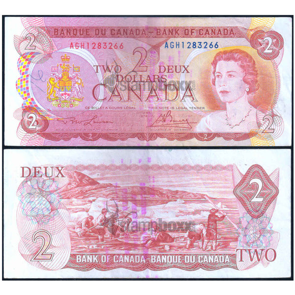 CANADA 2 DOLLARS 1974 P-86a USED GRADE