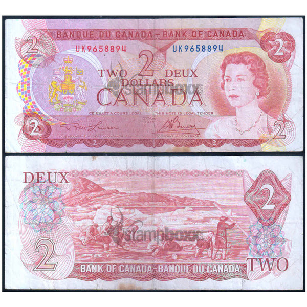 CANADA 2 DOLLARS 1974 P-86a USED GRADE