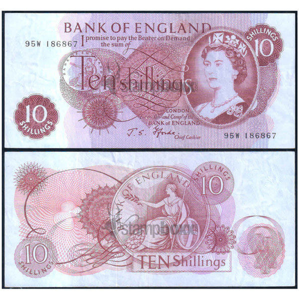 ENGLAND 10 SHILLINGS 1960-70 P-373 USED GRADE