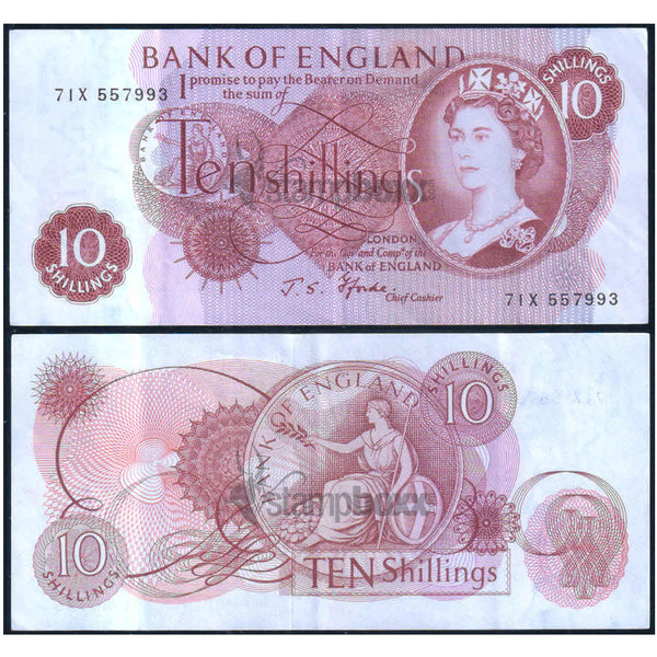 ENGLAND 10 SHILLINGS 1960-70 P-373 USED GRADE