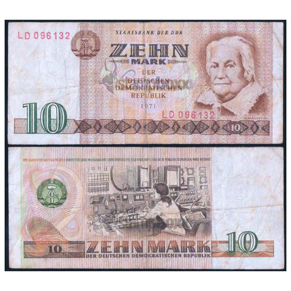 GERMAN DEMOCRATIC REPUBLIC 10 MARK 1971 P-28 USED GRADE