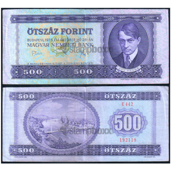 HUNGARY 500 FORINT 1975 P-172 USED GRADE SERIAL 2118