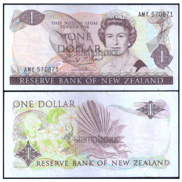 NEW ZEALAND 1 DOLLAR 1981-1992 P-169b XF GRADE