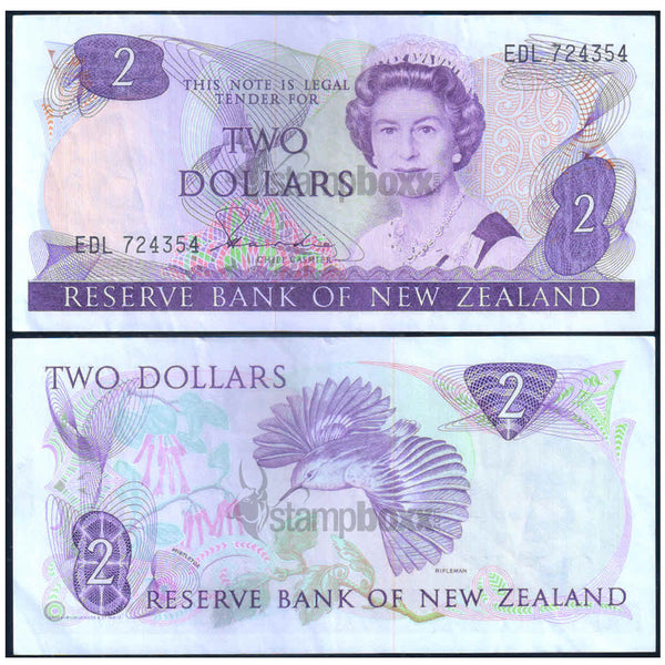 NEW ZEALAND 2 DOLLARS 1981-1992 P-170a USED GRADE