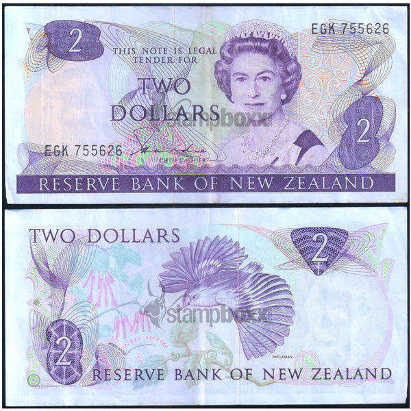 NEW ZEALAND 2 DOLLARS 1981-1992 P-170a USED GRADE