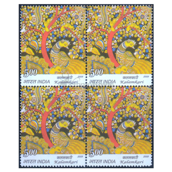 TRADITIONAL TEXTILES KALAMKARI 2009 BLOCK OF 4 MNH