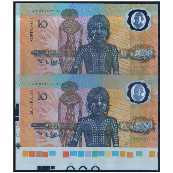 AUSTRALIA 2 x 10 DOLLARS 1988 P-49a UNC UNCUT