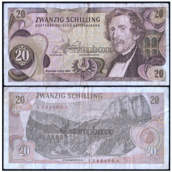 AUSTRIA 20 SHILLINGS 1967 USED GRADE