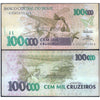 BRAZIL 100000 CRUZEIROS 1991-93 P-235 USED GRADE