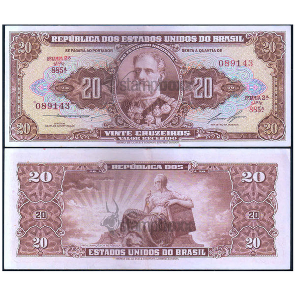 BRAZIL 20 CRUZEIROS 1961 P-160 XF+ GRADE