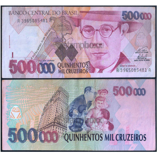 BRAZIL 500000 CRUZEIROS 1993 P-239 XF
