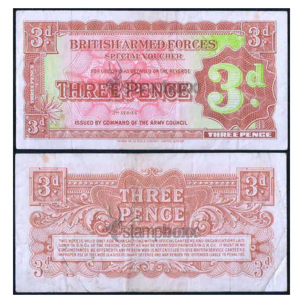 BRITISH ARMED FORCES 3 PENCE 1948 P-M16 USED