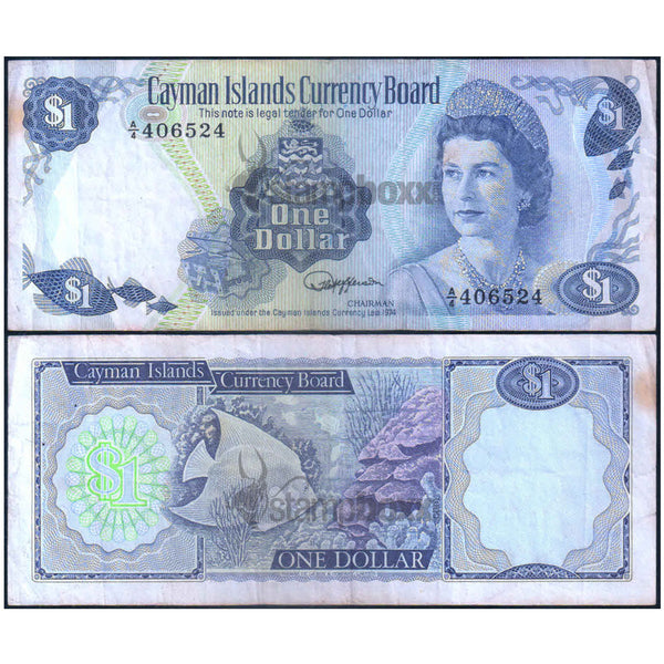 CAYMAN ISLANDS 1 DOLLAR 1974 P-5 USED