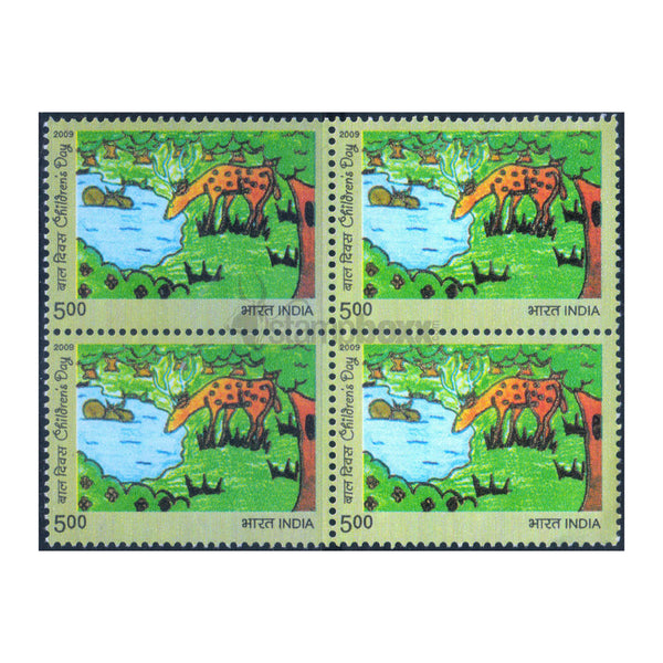 CHILDREN'S DAY DEER 2009 BLOCK OF 4 MNH