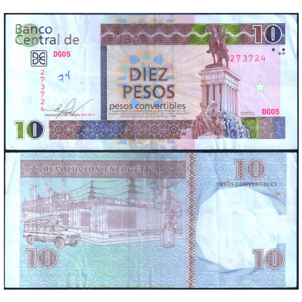 CUBA 10 PESOS 2012 P-FX49 USED