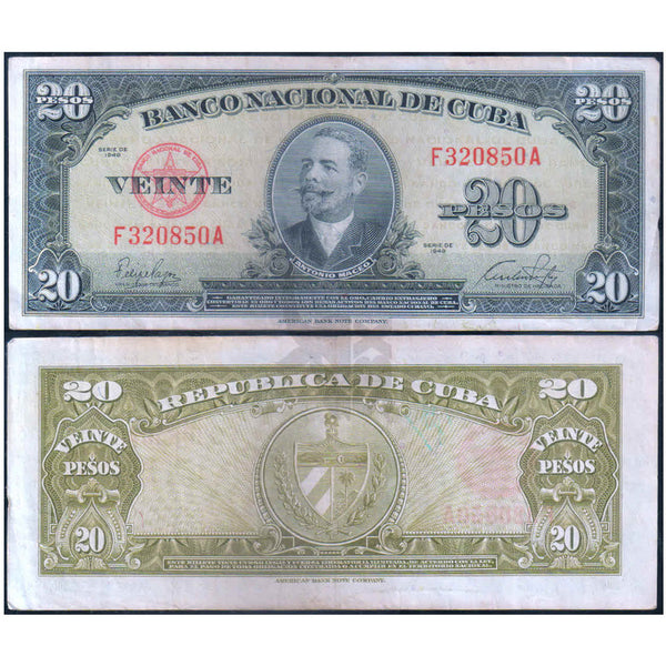 CUBA 20 PESOS 1949 P-F80 USED
