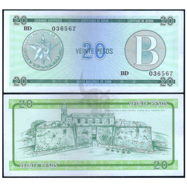 CUBA 20 PESOS B SERIES P-FX9 USED