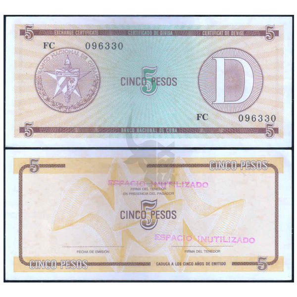 CUBA 5 PESOS P-FX34 aUNC