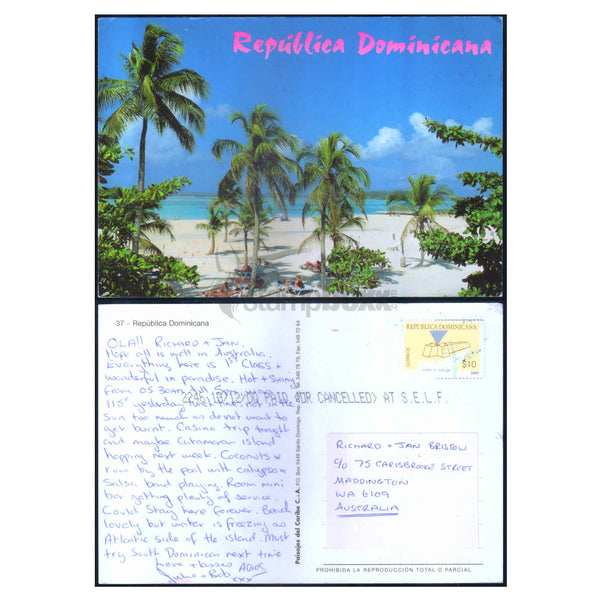 DOMINICANA INTERNATIONAL USED POSTCARD