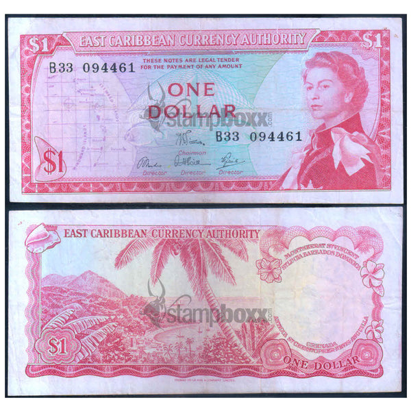 EAST CARIBBEAN STATES 5 DOLLARS 1965 P-13f VF GRADE - TEARED