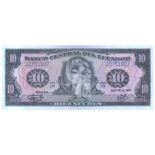 ECUADOR 10 SUCRES 1986 P-121 UNC