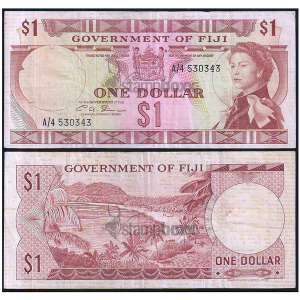 FIJI 1 DOLLAR 1971 P-65b USED GRADE