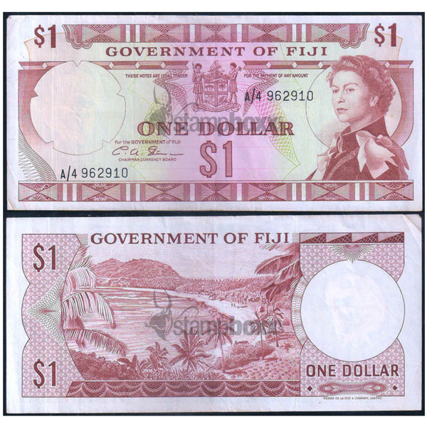 FIJI 1 DOLLAR 1971 P-65b USED GRADE