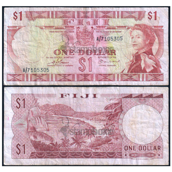 FIJI 1 DOLLAR 1974 P-71a USED GRADE