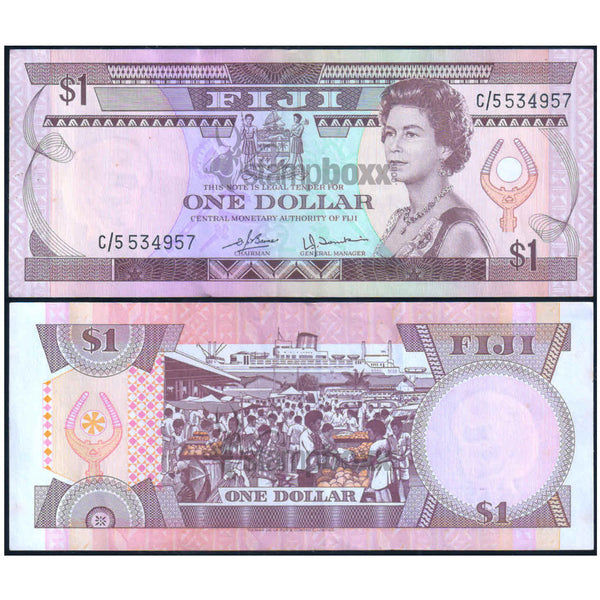 FIJI 1 DOLLAR 1980 P-76 XF GRADE SERIAL 4957